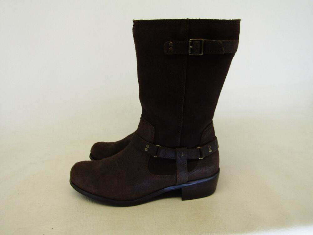 UGG Womens Size 6 M Brown Suede Zip Buckle Knee High Fashion Boots